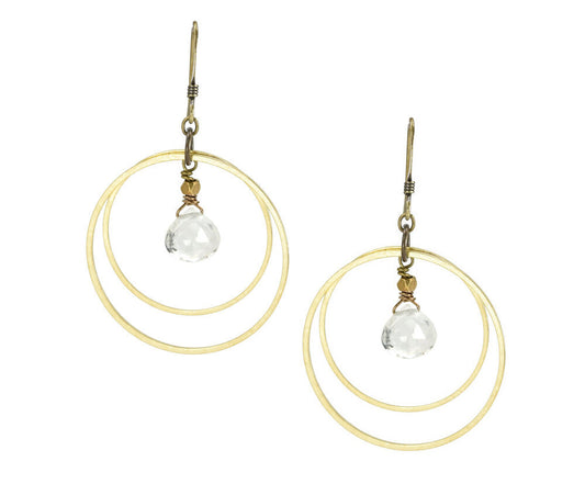 Clear Quartz Double Circle Hoop Earrings