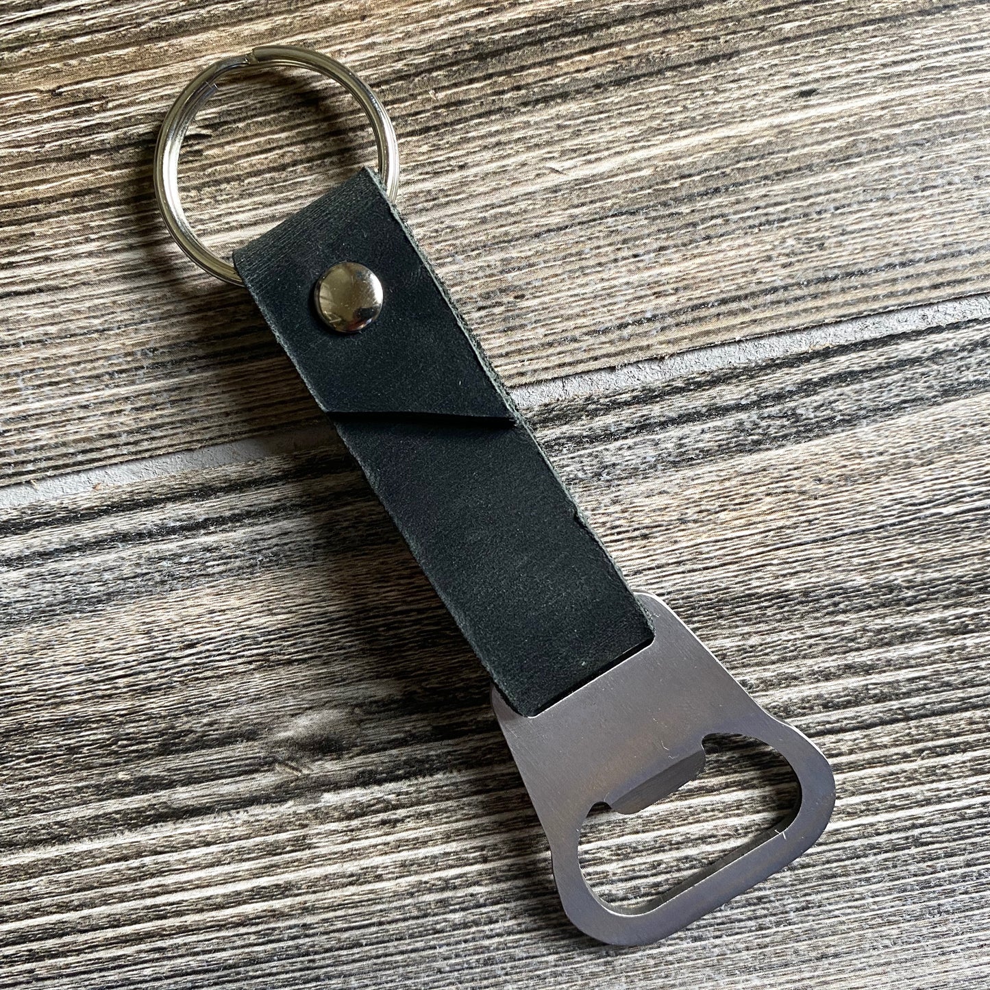 Bottle Opener Leather Keychain