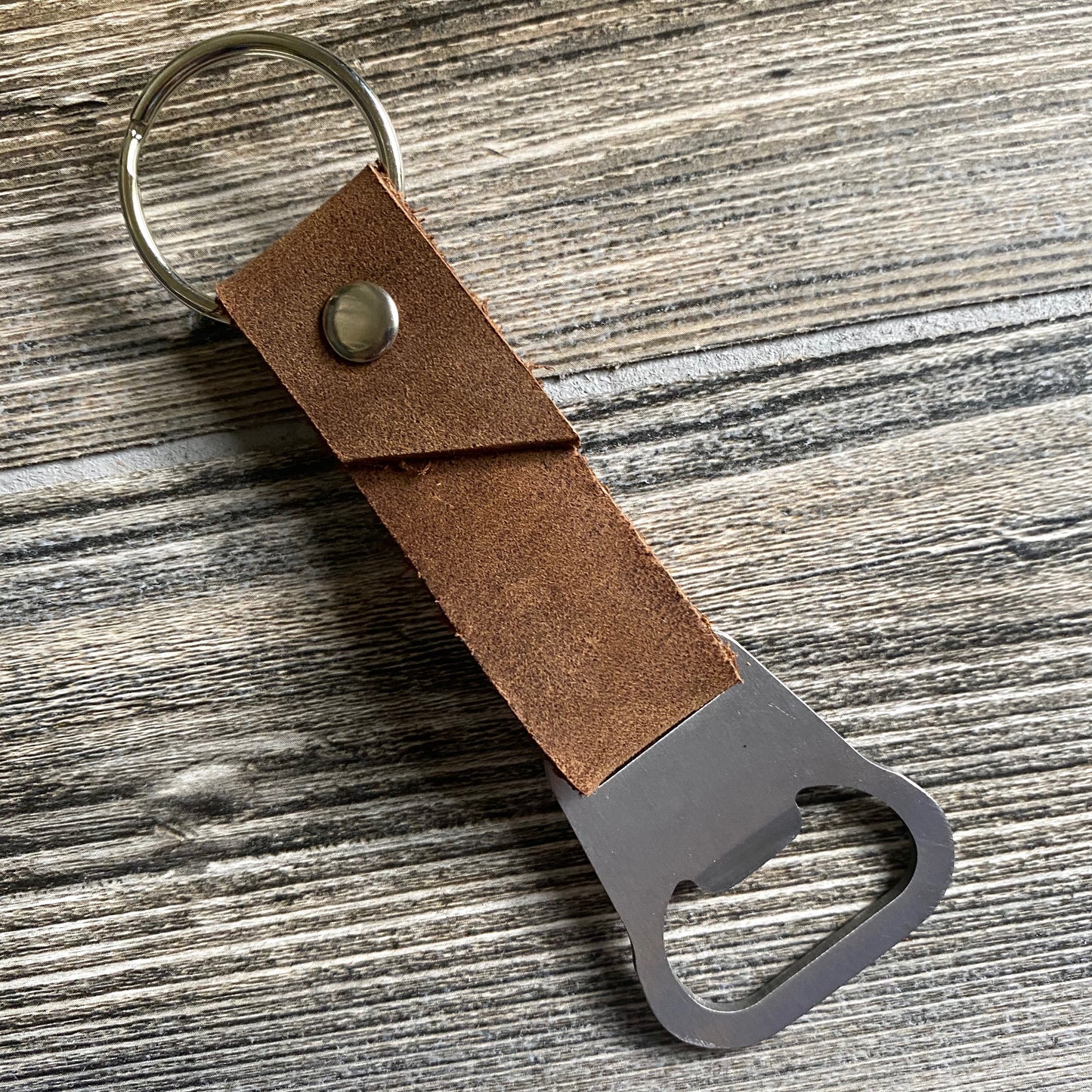 Bottle Opener Leather Keychain