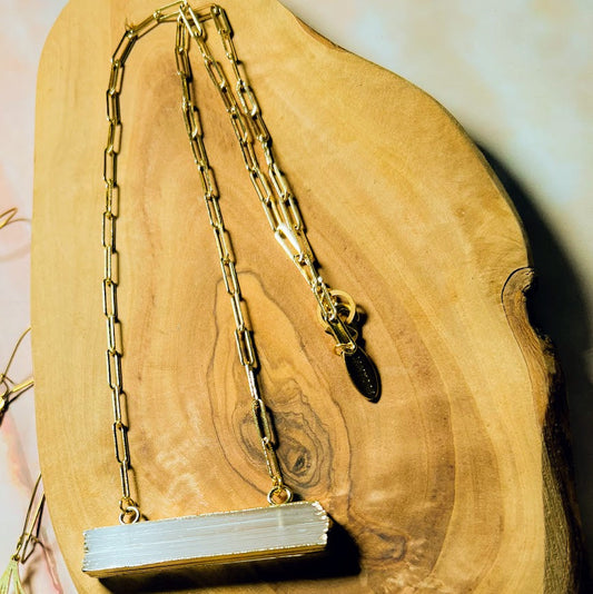 Selenite Necklace: Paperclip Chain