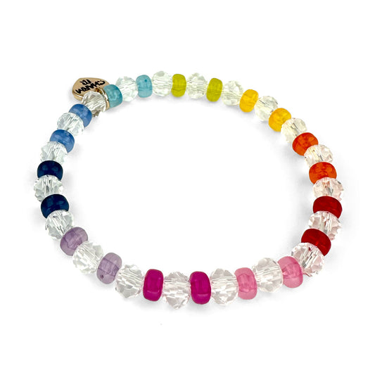 Charm It Faceted Rainbow Clear Stretch Bead Bracelet