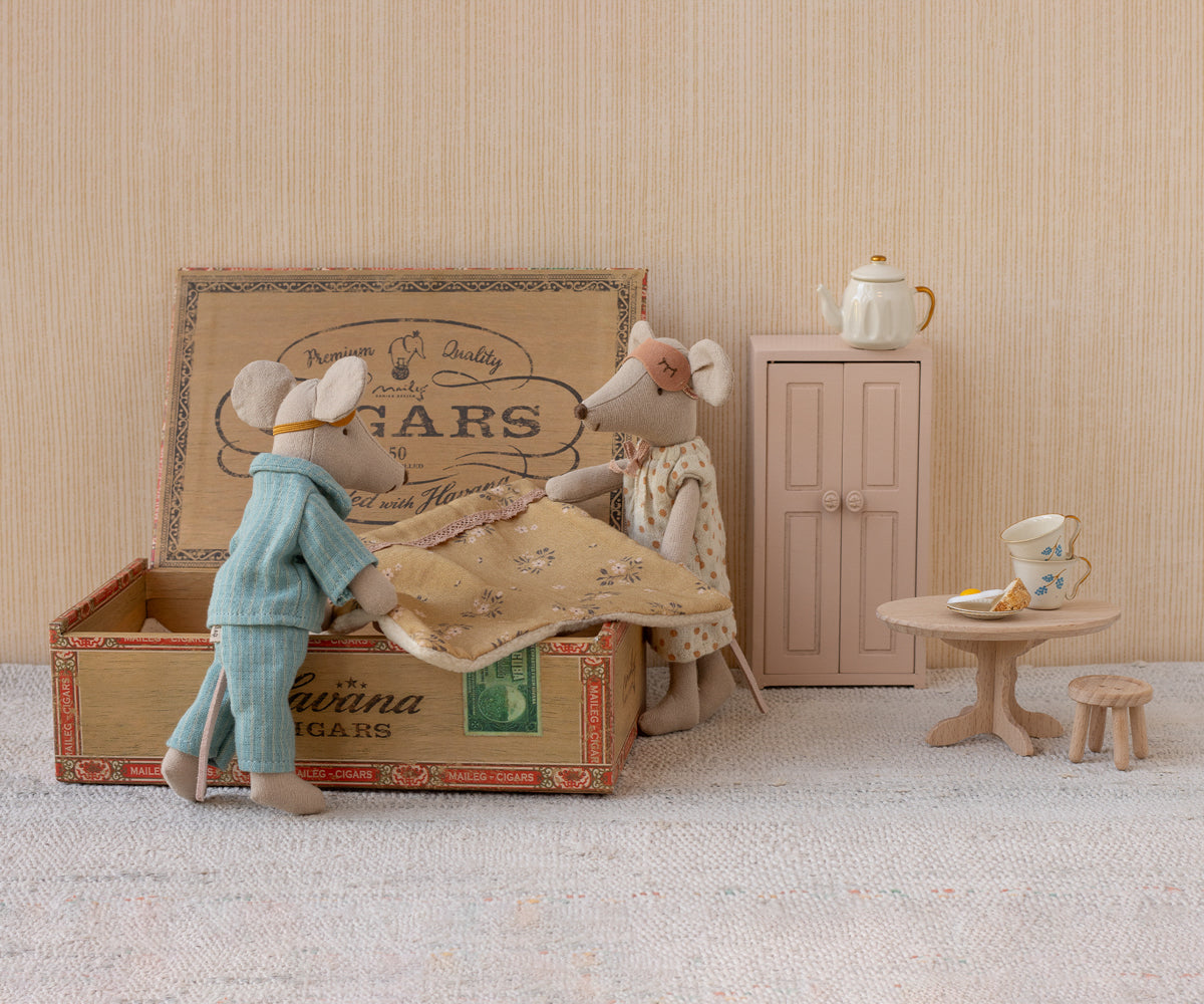 Mum and Dad Mice In Cigar Box