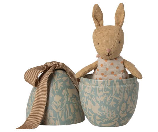 Easter Egg With Micro Rabbit - Small Dusty Blue