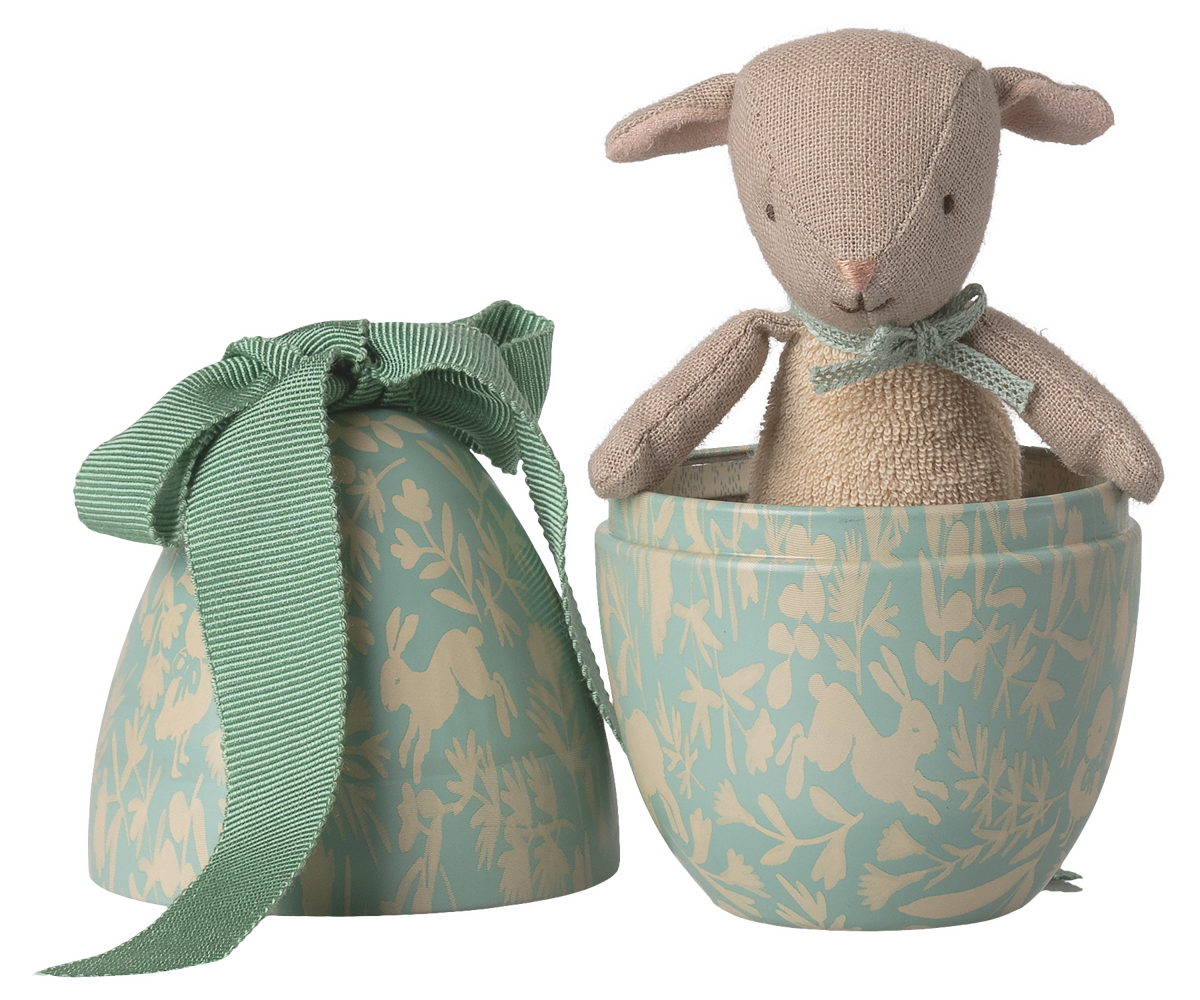 Easter Egg With Micro Lamb - Small Dusty Mint