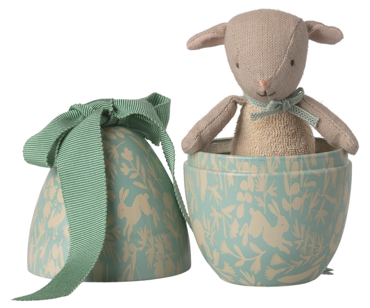 Easter Egg With Micro Lamb - Small Dusty Mint