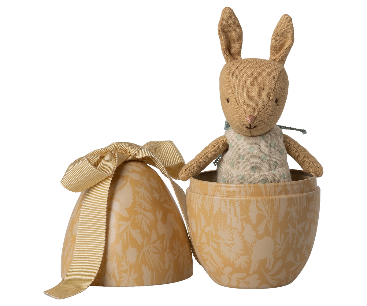 Easter Egg With Micro Rabbit - Small Cream Yellow