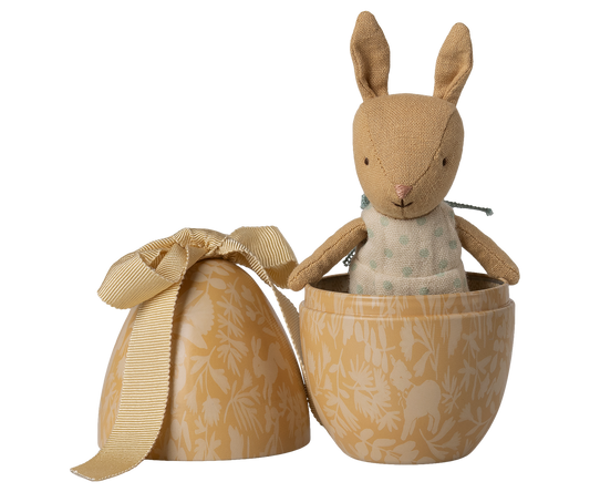 Easter Egg With Micro Rabbit - Small Cream Yellow