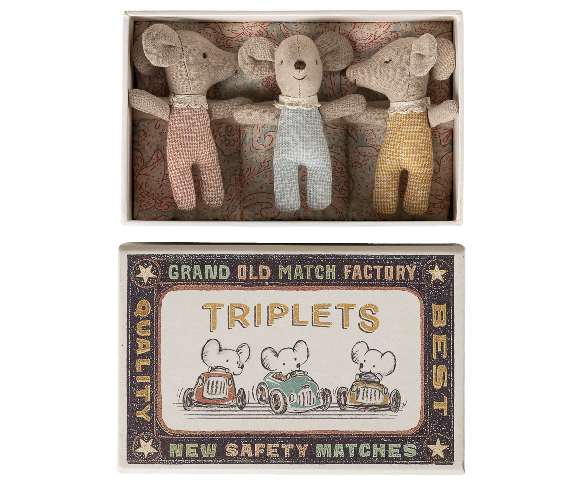 Triplet Mice In Matchbox - Checker