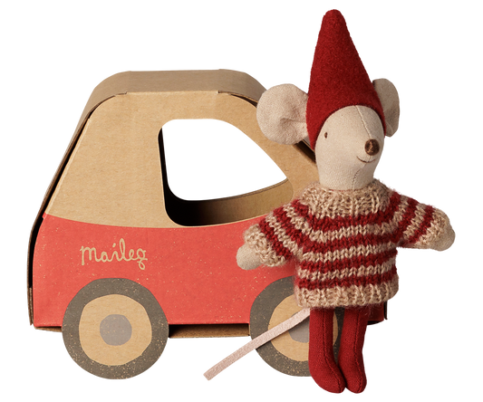 Christmas Mouse Little Sister in Car Box