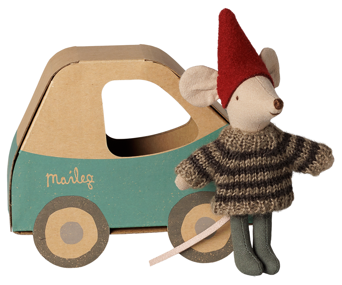 Christmas Mouse Little Brother in Car Box