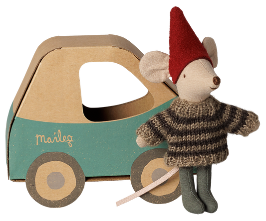 Christmas Mouse Little Brother in Car Box