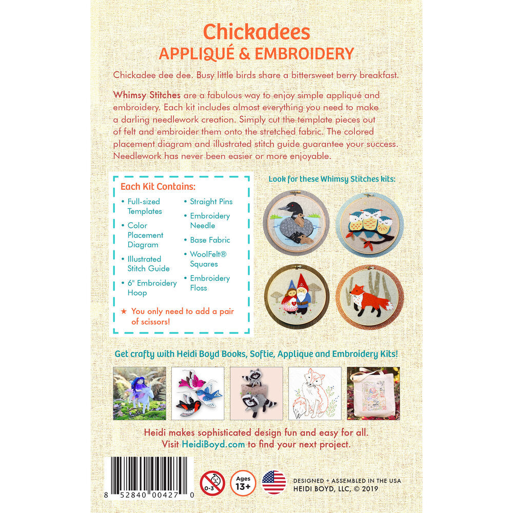 Whimsy Stitches Hoop Kit - Chickadees