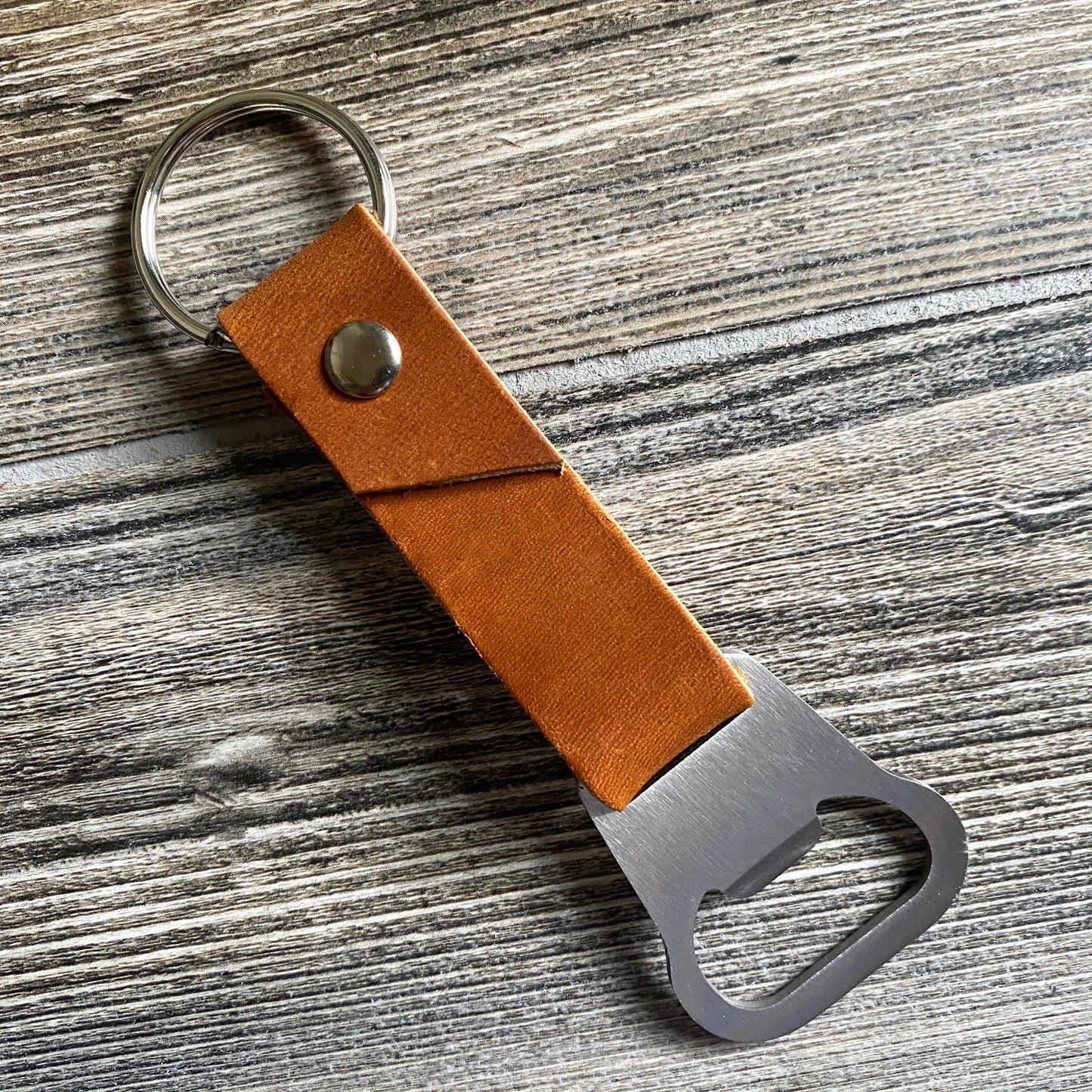 Bottle Opener Leather Keychain