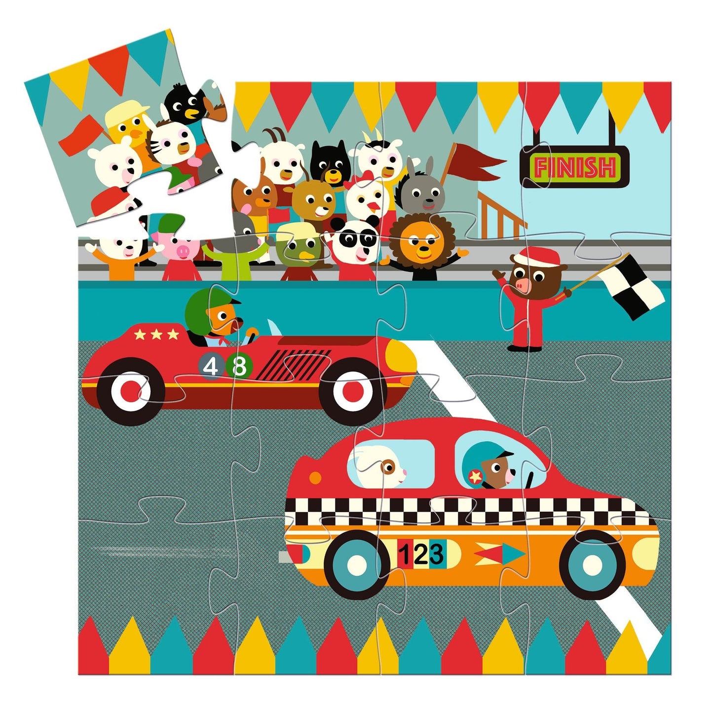 The Racing Car 16pc Silhouette Mini Jigsaw Puzzle