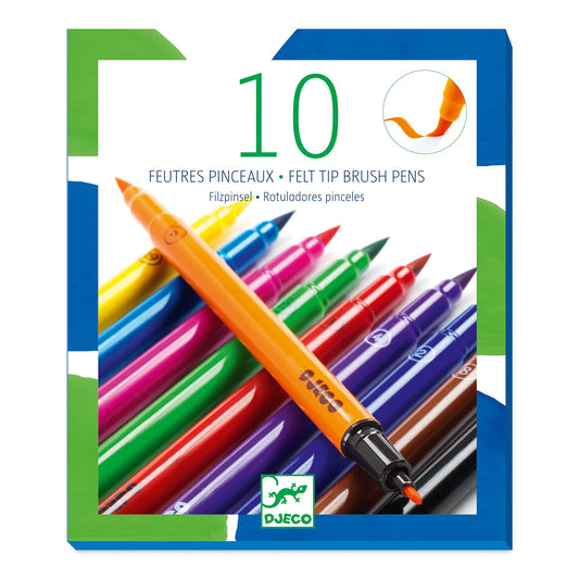 10 Felt Tip Brush Pens - Classic