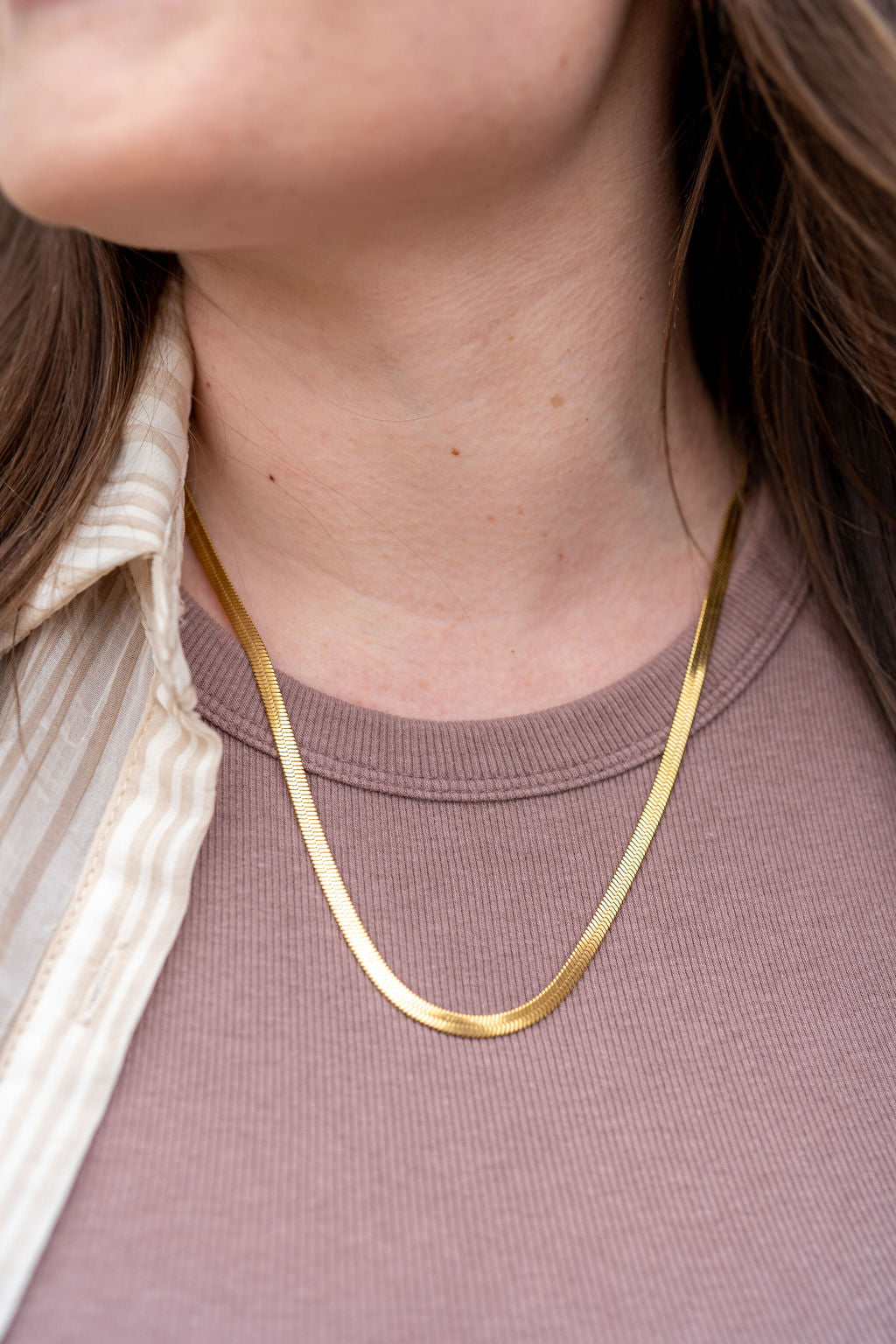 Luxe Gold Herringbone Necklace 20"