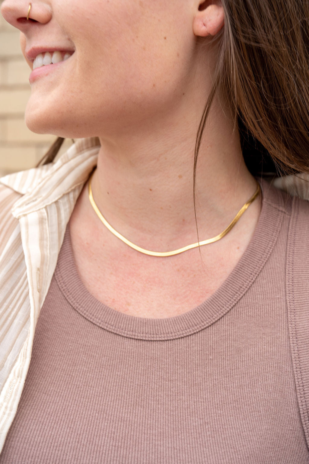 Luxe Gold Delicate Herringbone Chain