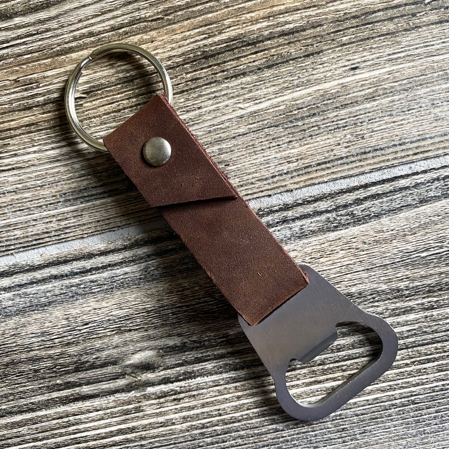 Bottle Opener Leather Keychain