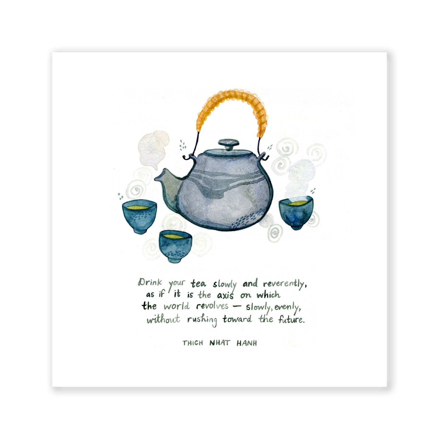 Drink Your Tea With Mindfulness  Art Print 8x8"