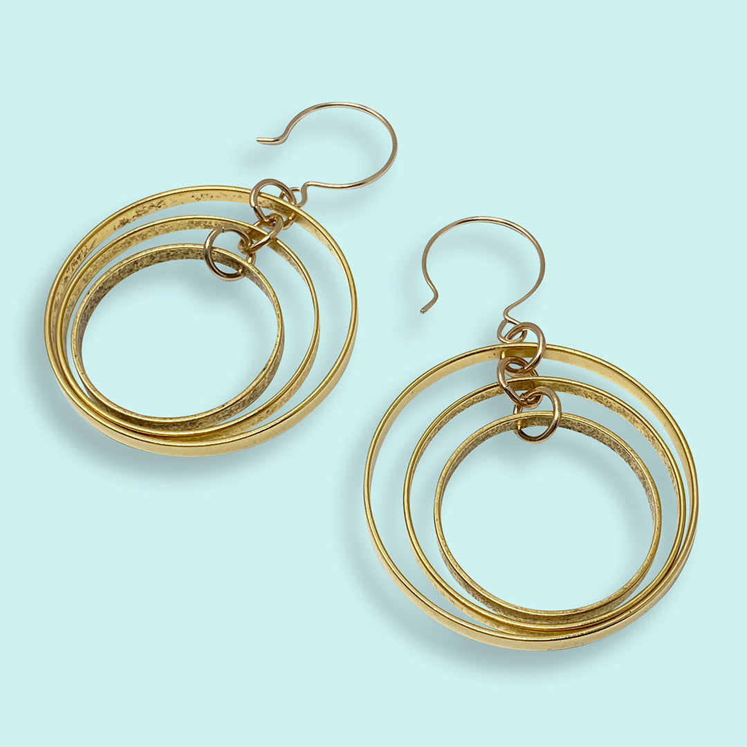 Golden Astrolabe Earrings