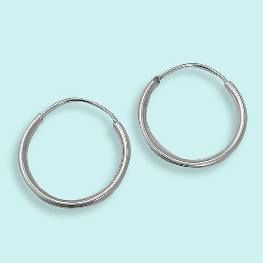 Large Sterling SIlver Endless Hoops
