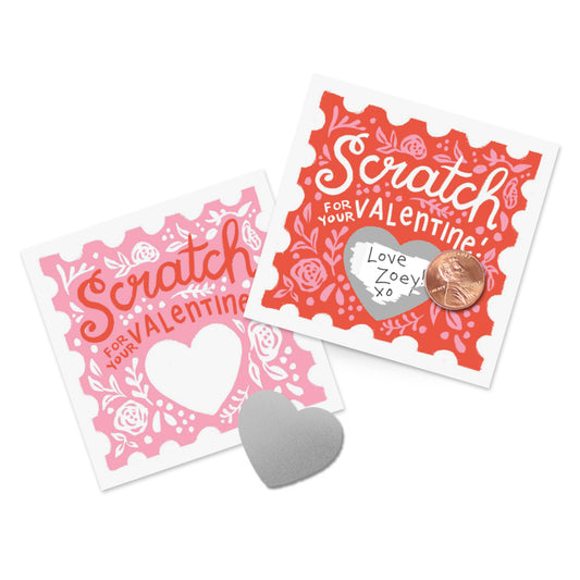 Floral Stamp Scratch-Off Valentines 18pk