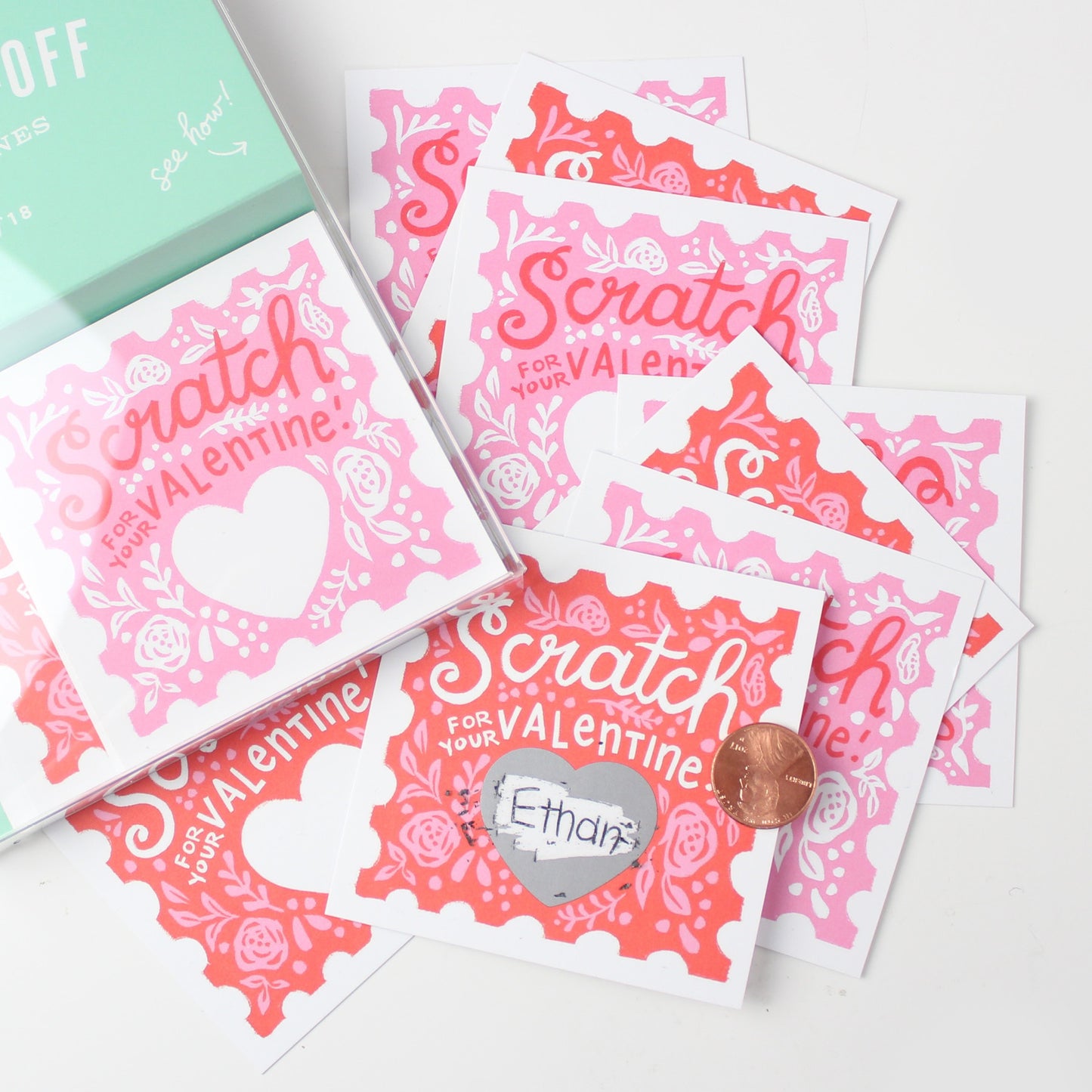 Floral Stamp Scratch-Off Valentines 18pk