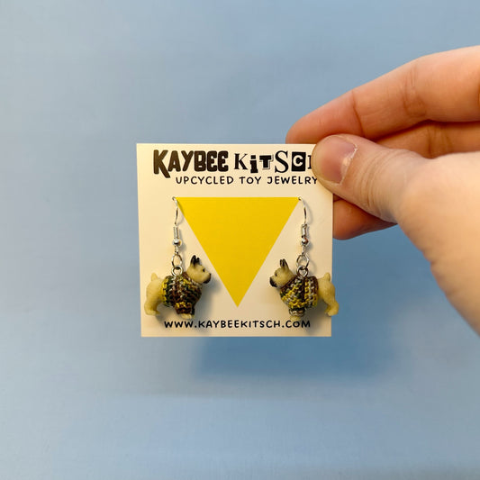 Tan Frenchie "Sweater Friend" Earrings