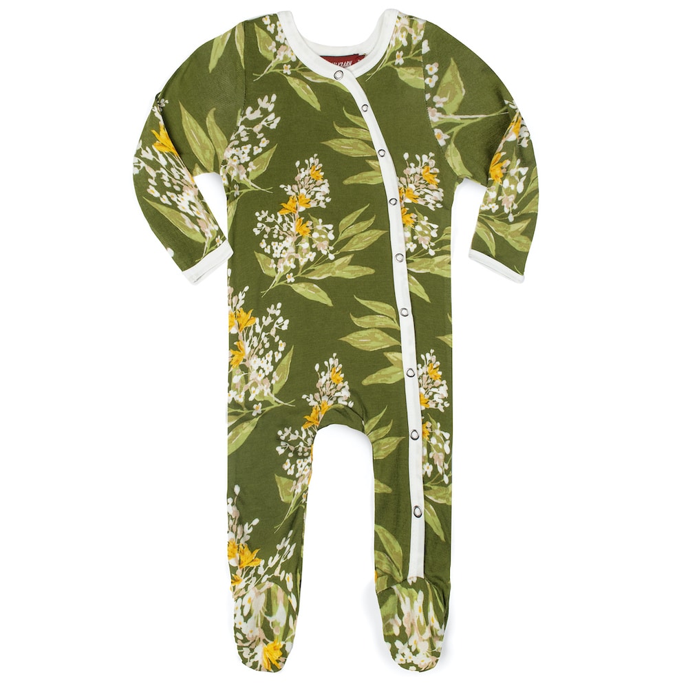Bamboo Footed Romper Green Floral