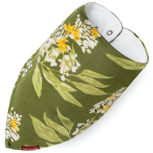 Green Floral Bamboo Kerchief Bib