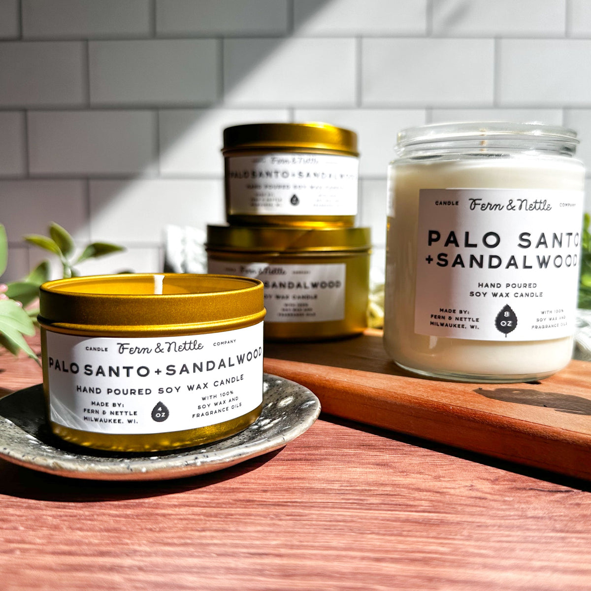 Fern & Nettle Palo Santo + Sandalwood Candle