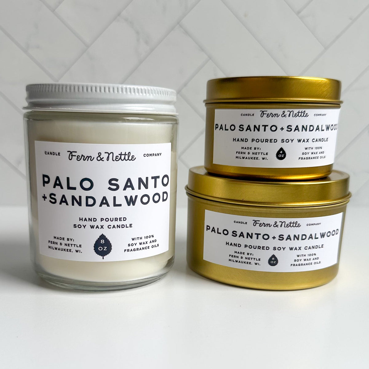 Fern & Nettle Palo Santo + Sandalwood Candle