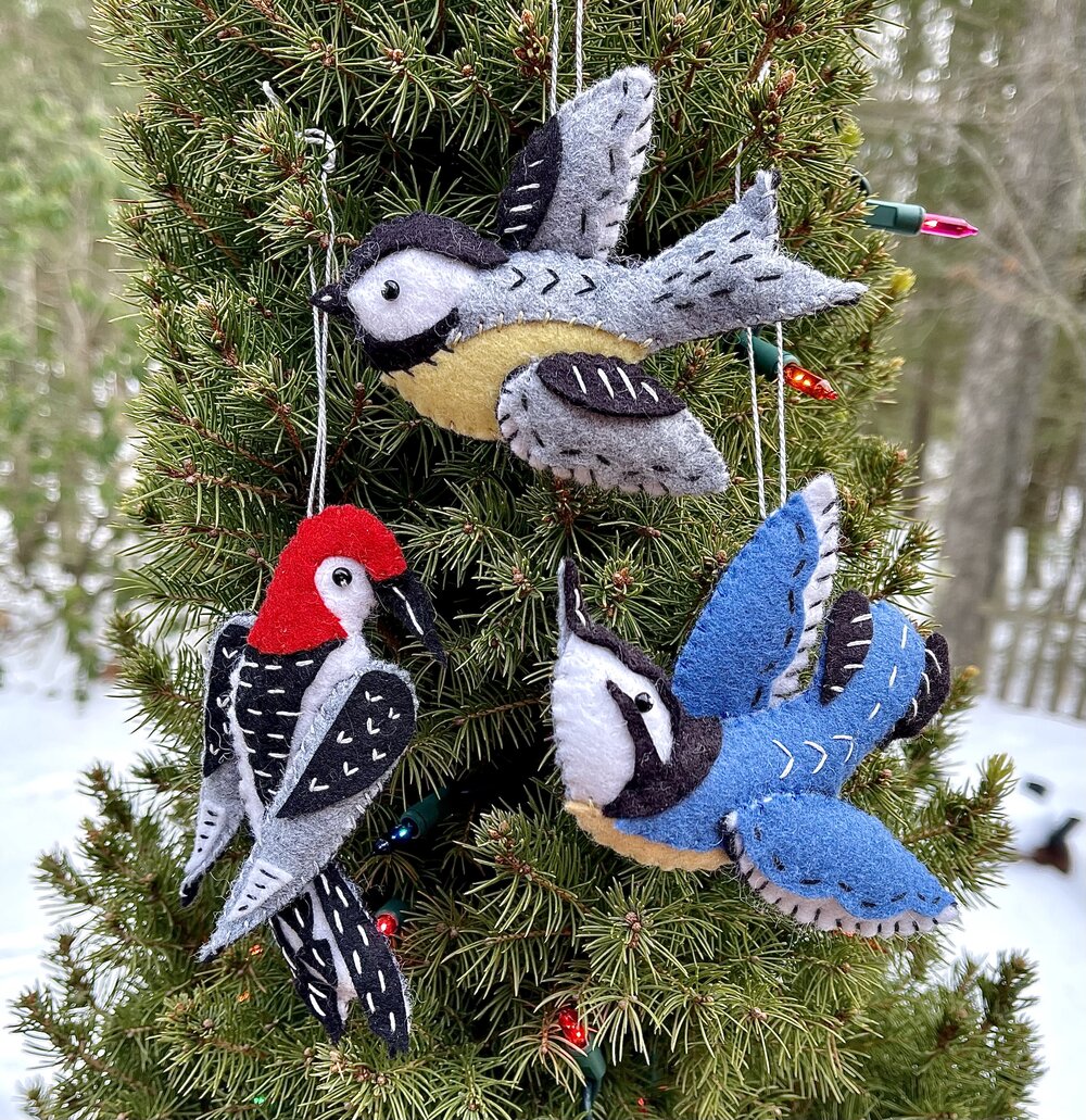 Felt Ornament Making Kit - Woodpecker, Nuthatch and Chickadee