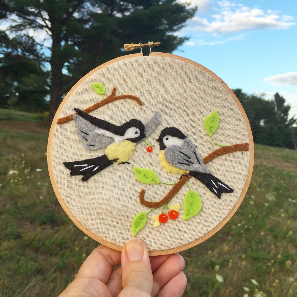 Whimsy Stitches Hoop Kit - Chickadees