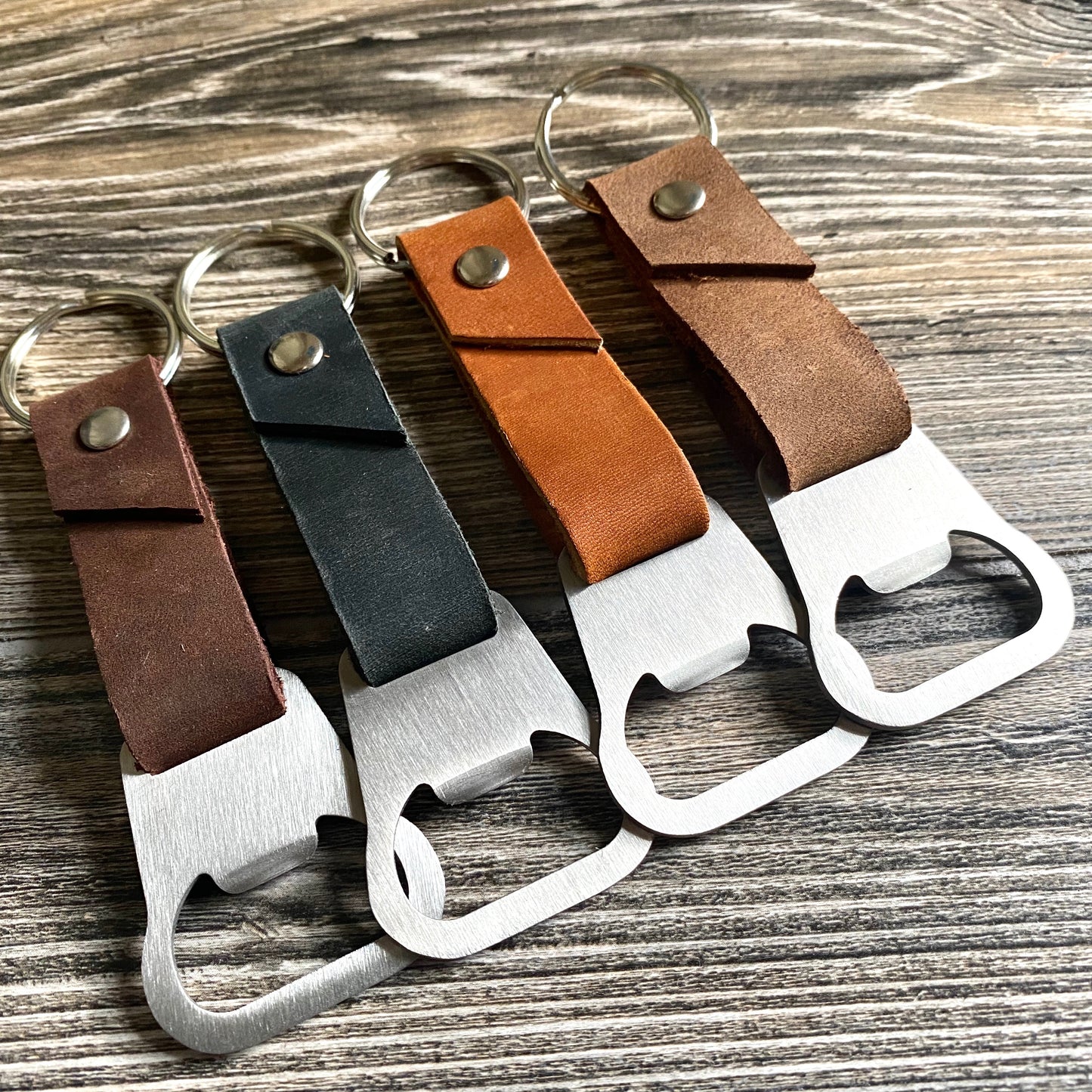 Bottle Opener Leather Keychain