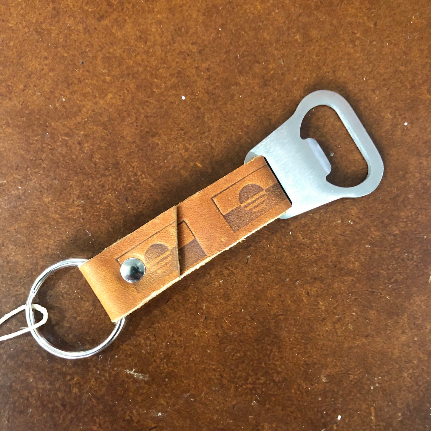 Bottle Opener Leather Keychain