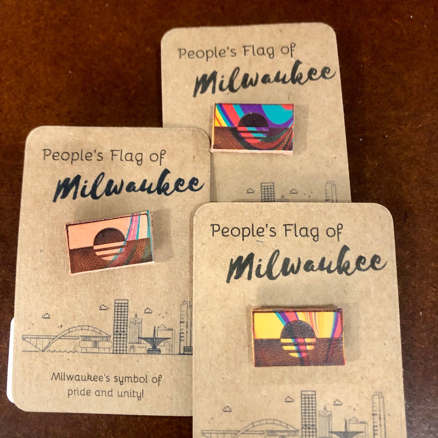 MKE Flag Leather Pin