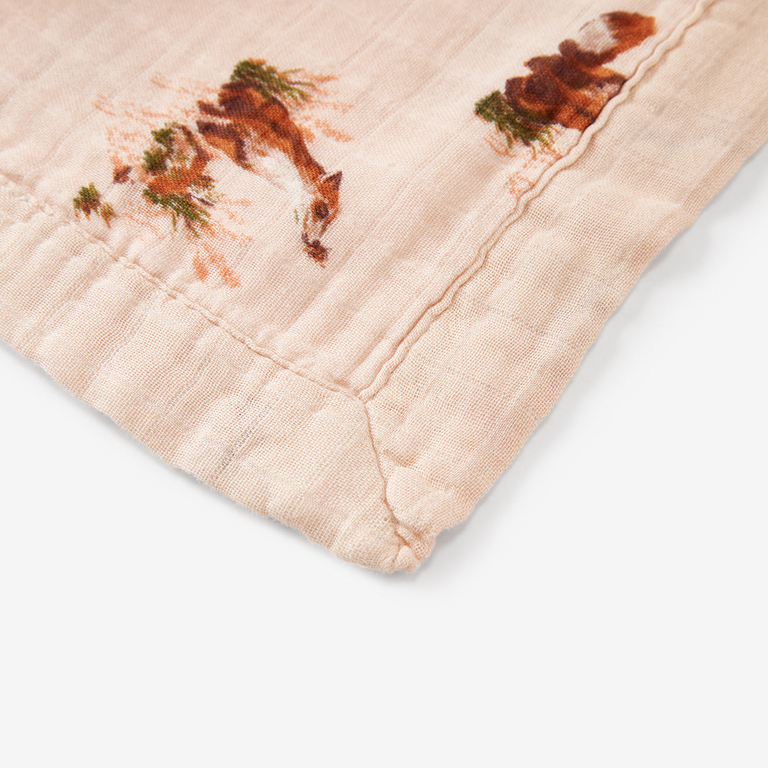 Floral Fox Big Lovey Three-Layer Muslin Blanket