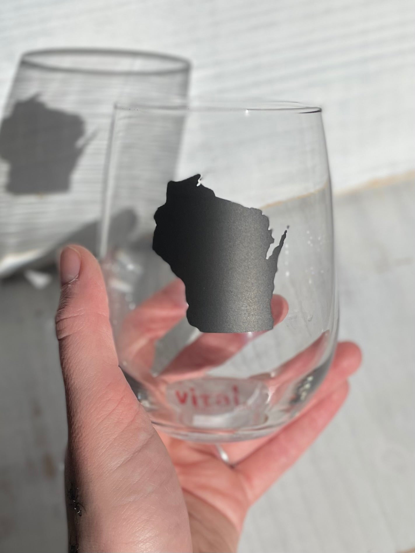 Wisconsin State Stemless Wine Glass