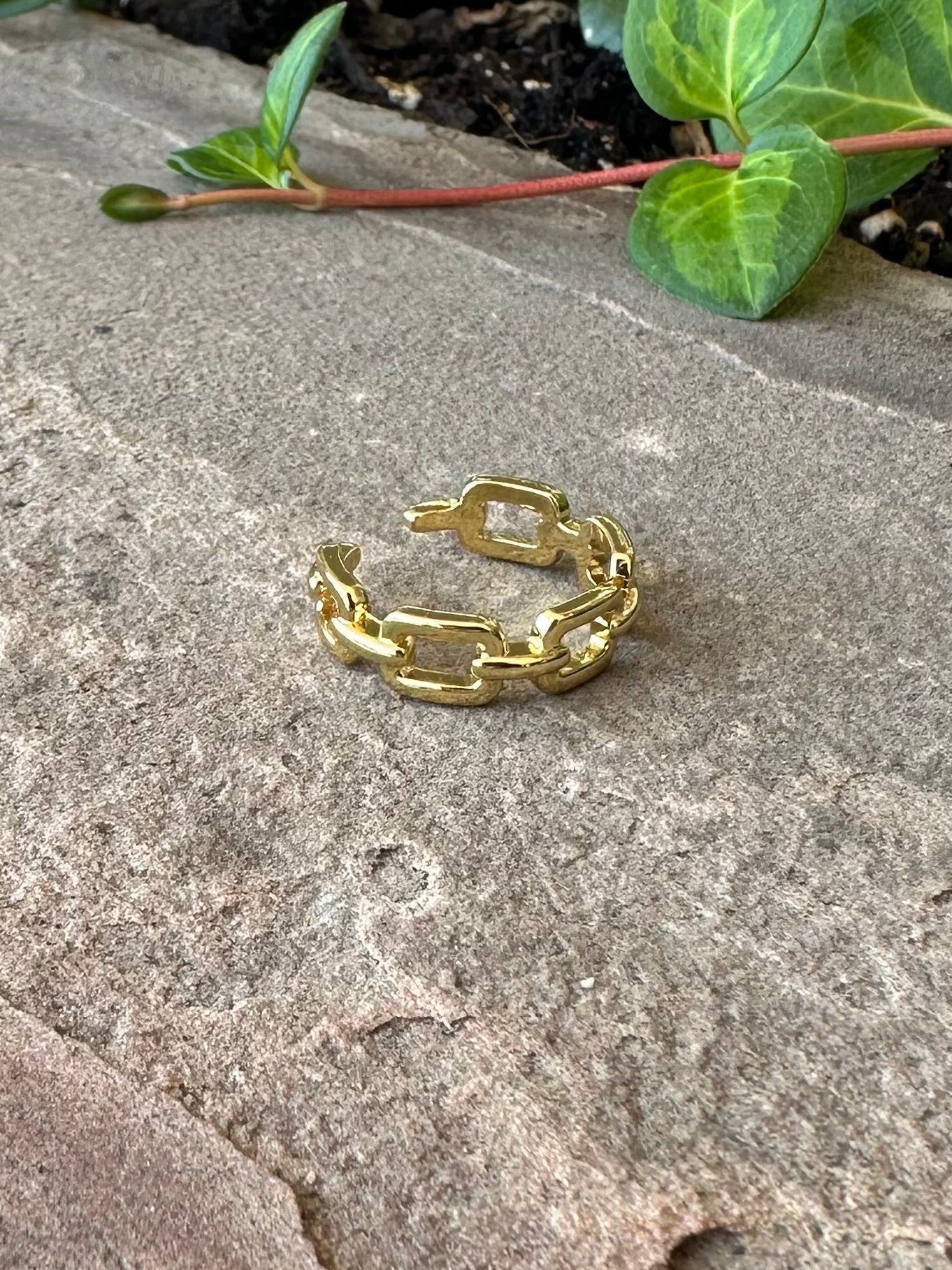 Gold Link Adjustable Ring