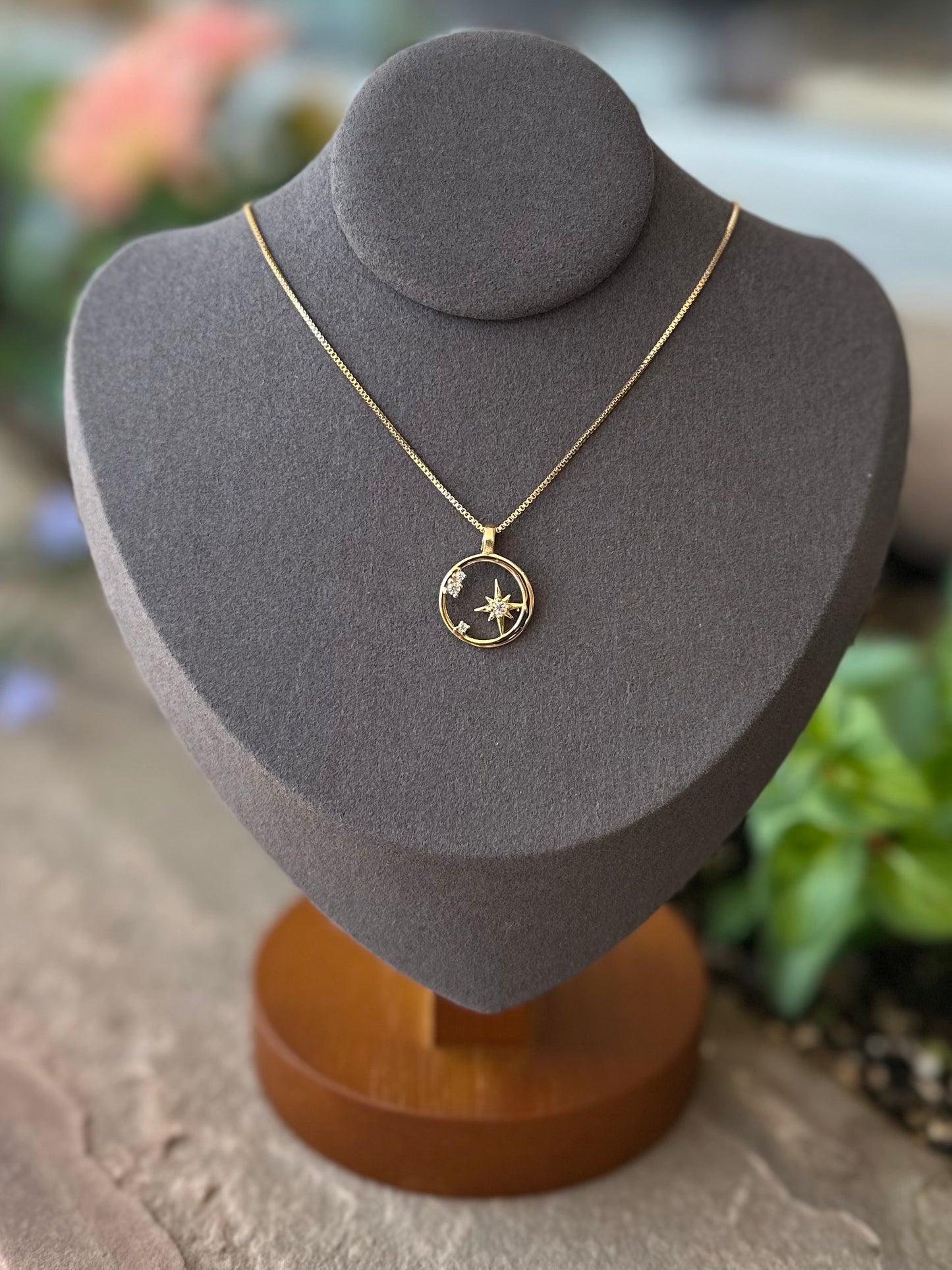 Open Circle North Star Necklace