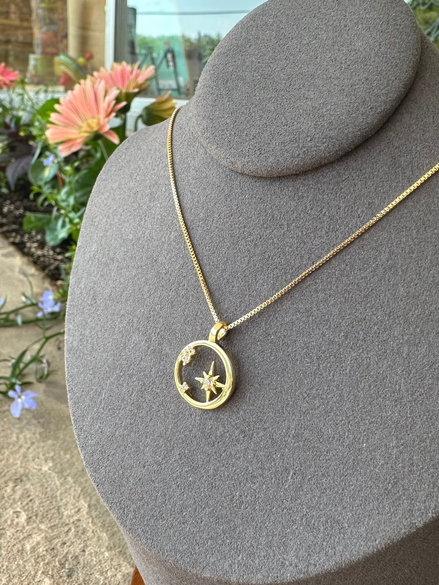 Open Circle North Star Necklace