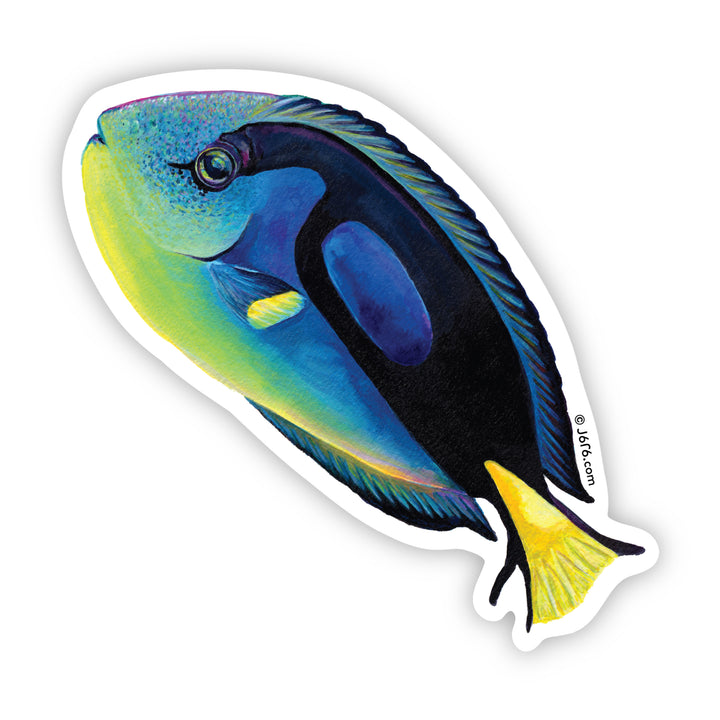 Blue Tang Sticker By J6R6