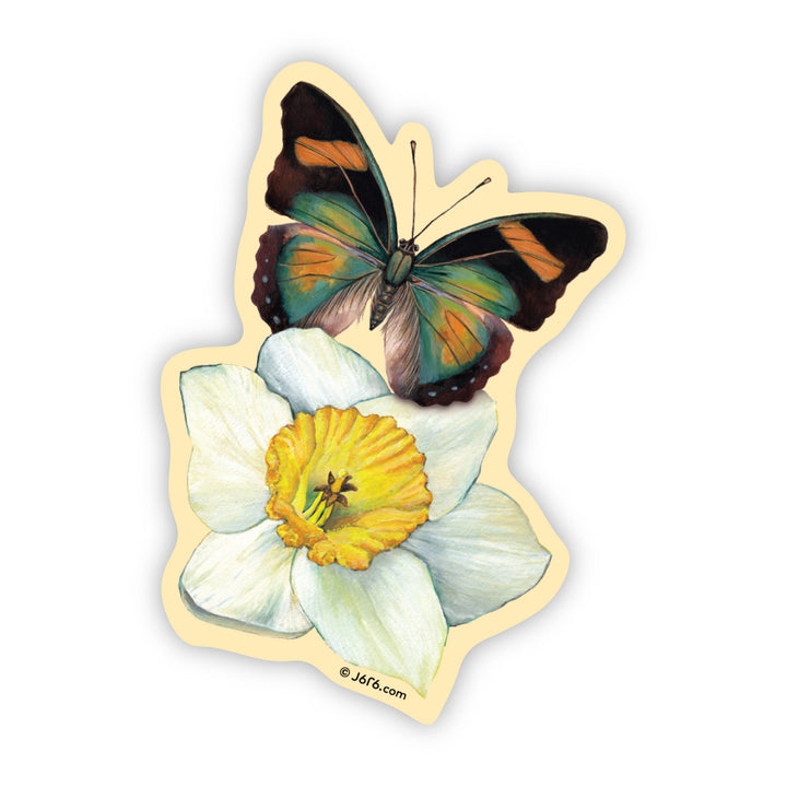 Daffodil & Butterfly Sticker