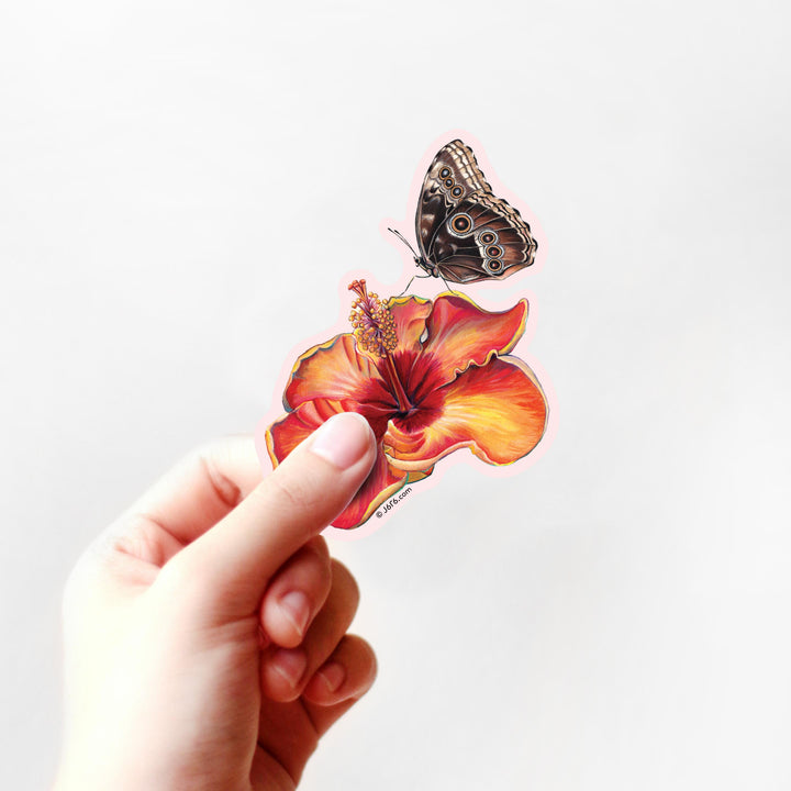 Hibiscus & Butterfly Sticker