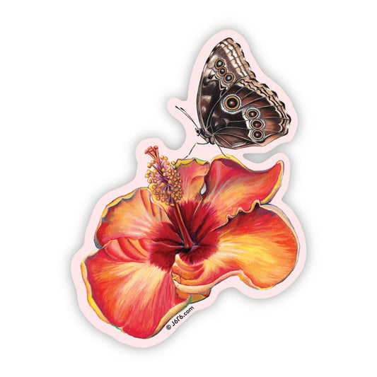 Hibiscus & Butterfly Sticker