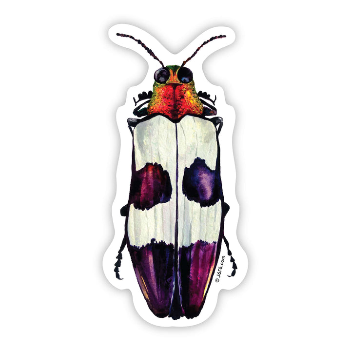 Pink and Purple Jewel Beetle Sticker By J6R6