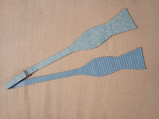 Ri's Ties Light Blue Swirl & Polka Dot