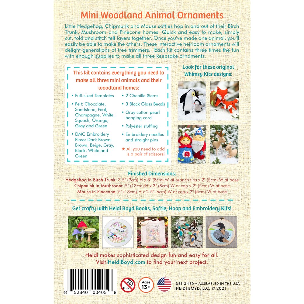 Felt Ornament Making Kit - Mini Woodland Animals