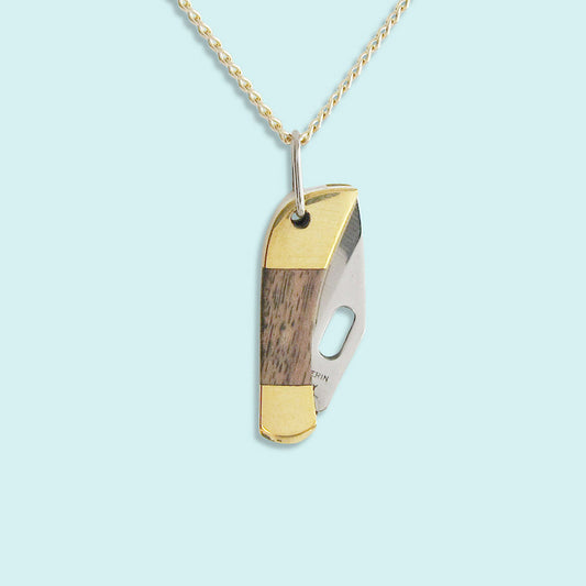 Tiny Wood Handled Knife Necklace